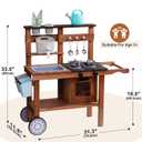 ROBUD Mud Kitchen for Kids Outdoor with Wheels, Wooden Outdoor Play Kitchen, Kids Mud Kitchen with Removable Sink & Faucet, Monteeori Toys for Children Ages 3+ Years, WG403
