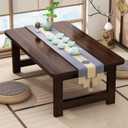 Japanese Floor Table Folding Coffee Table, Low Tables for Sitting On The Floor, Rustic Wood Foldable Tatami Tables for Living Room, Brown Walnut Folding Legs Table-, No Assembly 40x20x16