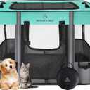 Dog Playpen,Pet Playpen,Foldable Puppy Cat Playpen,Portable Exercise Kennel Tent Crate,Water-Resistant Breathable Shade Cover, Indoor Outdoor Travel Camping Use for Small Animals with Carrying Case(S) (Green)