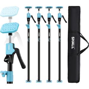 SHALL Cabinet Jack Support Pole, 54-114 in Steel Telescopic Quick Support System Rod, Adjustable 3rd Hand Tool with 154lbs Capacity for Lifting Drywall Cabinet Cargo Bars, 4 Pack w/Storage Bag
