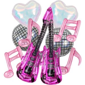Music Party Decoration Music Note Balloon Disco Balloon Guitar Foil Balloon Concert Party Dcoration, 30inch, Pink