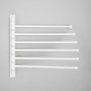 GERZWY Bathroom 6 Arms Swing Arm Towel Bars Wall Mount Bath Towel Rack Hanger Stainless Steel Towel Holder Organizer, White