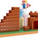 Super Mario Nintendo 2.5" Action Figures Course Complete Playset with Mario Figure, Interactive Stairs, Flagpole, Castle, and Base Platform