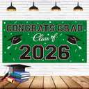 9 x 2026 Graduation Party Plastic Backdrop - 65" x 32.7" Congrats Grad Banner in Green, Large Class of 2026 Decorations, Photography & Grad Party Supplies