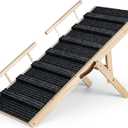 Ciconira Wooden Adjustable Dog Ramp, 39'' Long Portable Pet Stair Ramp with Non-Slip Rug Surface, 5 Adjustable Heights, 16" Extra Wide Folding Dog Car Ramps for SUV, Bed, Couch, Hold up to 165 lbs