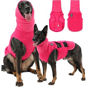 Meifsou Dog Anxiety Vest with Hood, Skin-Friendly Thunder Jacket for Dogs, All-in-One Dog Calming Shirt with Hood for Thunder, Fireworks, Separation - Keep Pet Calm Without Medicine, Rose, 2XL (XX-Large)