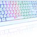KLIM Chroma Wireless Gaming Keyboard RGB - New - Long-Lasting Rechargeable Battery - Quick & Quiet Typing - Water Resistant Backlit Wireless Keyboard - Teclado Gamer - PC PS5 PS4 One (White)