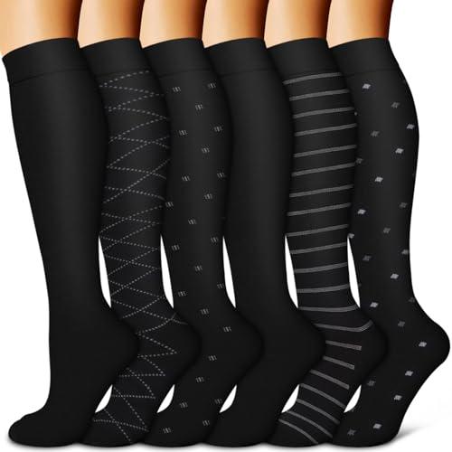 BLUEENJOY Copper Compression Socks for Women & Men (6 pairs) - Best Support for Nurses, Running, Hiking, Recovery, XL