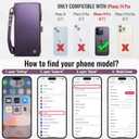 Defencase Compatible with iPhone 14 Pro Case Wallet with RFID Blocking Card Holder for Women Men, Soft PU Leather Magnetic Snap Flip Zipper Strap Wallet Phone Case Fit for iPhone 14 Pro 6.1", Purple