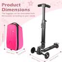 Scooter Luggage for Kids Scooter Suitcase for Ages 4-12, 4 in 1 Kids Luggage Boarding Suitcase Detachable & Foldable Scooter Travel Trolley Ride On Luggage-Fuchsia, Medium