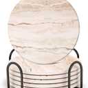 Acejoz Drink Coasters Set of 6, Absorbent Coaster for Coffee Table Decor, Marble Style Ceramic Coaster for Home Decor, 4 Inches