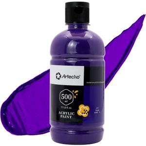 Artecho Purple Acrylic Paint - Large Bottle 500ml / 17oz, Craft Paint for Canvas, Rocks, Wood, Fabric, Ceramic, Non-Toxic