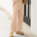 Caracilia Women Waffle Knit Casual Travel Comfy Pants (Medium, Beige)