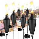 Home Garden Torch Set of 6, Large Capacity 22oz Outdoor Metal Torch Garden Dcor,61-Inch Upgraded Citronella Torches with 3-Prong Grounded Stake, Table Top Torches for Party Patio Pathway