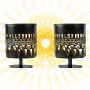 Solar Fence Lights 2 Pack, Outdoor Deck Step Wall Lights, Metal Waterproof LED Warm Yellow Light for Garden Post Patio Backyard Yard Decor (Peacock Feather-2, 2)