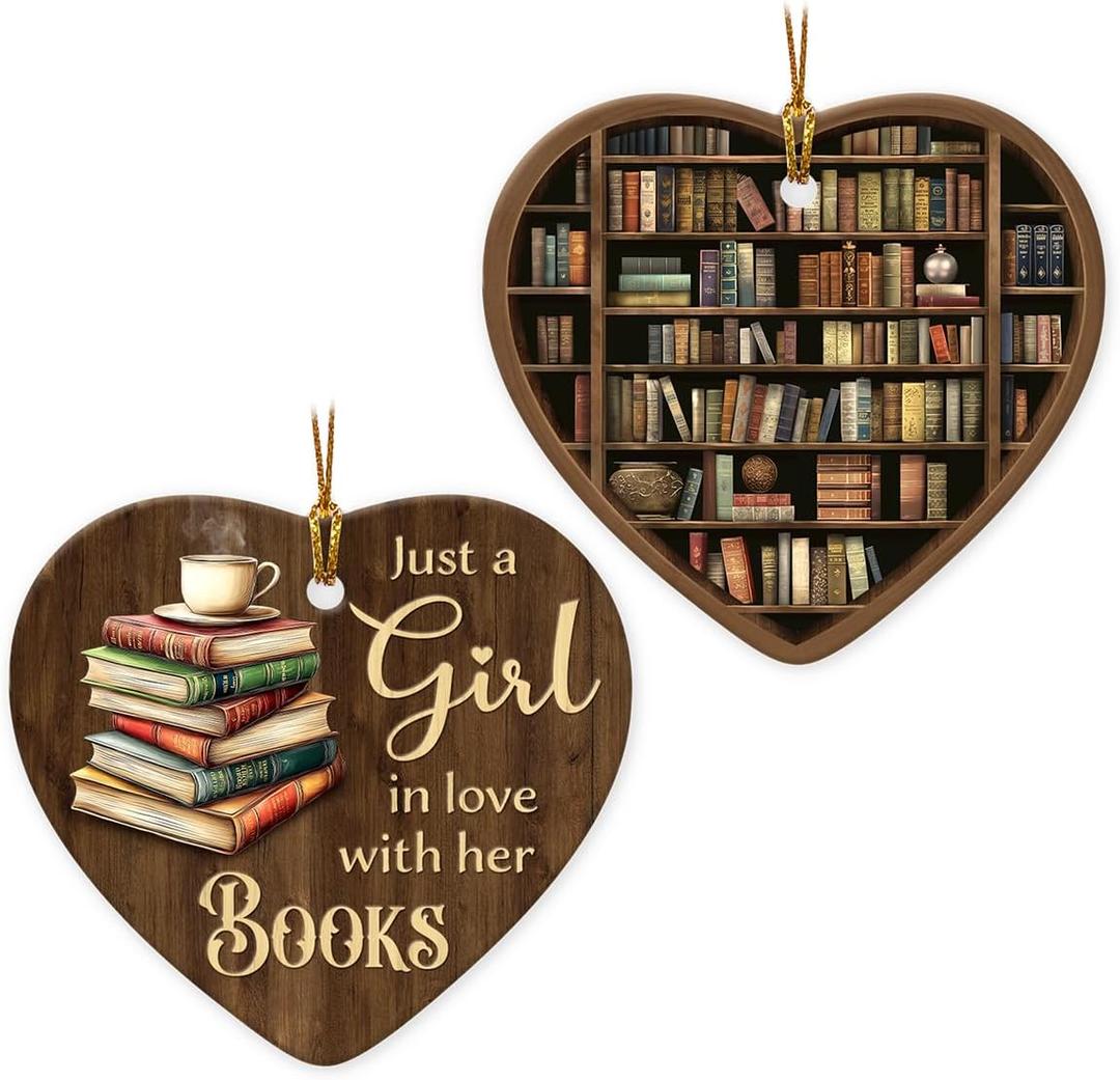 Book Lovers Christmas Ornament 2025  Just a Girl Who Loves Books, Book Club, Library Christmas Ornament 2025  Unique Gifts for Readers, Book Lovers, Ceramic Christmas Tree Decorations