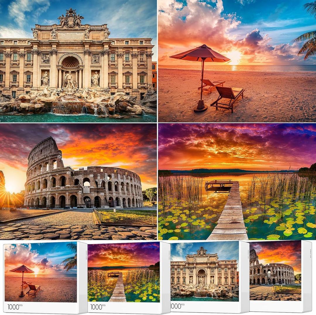 Jigsaw Puzzles 4 Pack 1000 Pieces - Puzzles for Adults - Zion & Yellowstone & Grand Canyon National Park Nature Landscape Challenging Puzzles for Home Decor Birthday Gifts Toy for Men Women