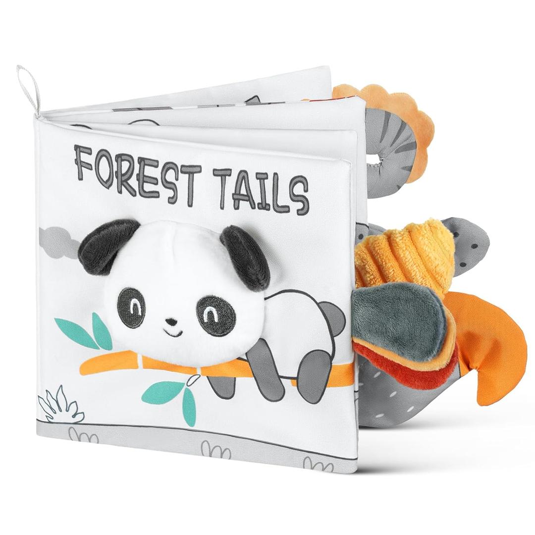 HOTUT Cloth Book for Babies Touch and Feel - Soft 3D Sensory Crinkle Fabric Books for Newborns Infants, High Contrast Toddler Learning Toy for 0-6 Months Boys Girls (Panda)