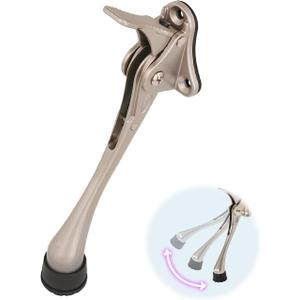 One Touch Kickdown Door Stopper, Door Holder, Heavy Duty Door Stops, Bottom of Door, Height-Adjustable Rubber Tips by HASHI (Satin Nickel 6 inch x 1pack)