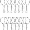 6 x KINGFOREST 50-Piece Split Key Ring Kit with Chains & Jump Rings - 1 Inch Silver Nickel Bulk Jewelry Making Supplies for DIY Keychains, Charms, Crafts