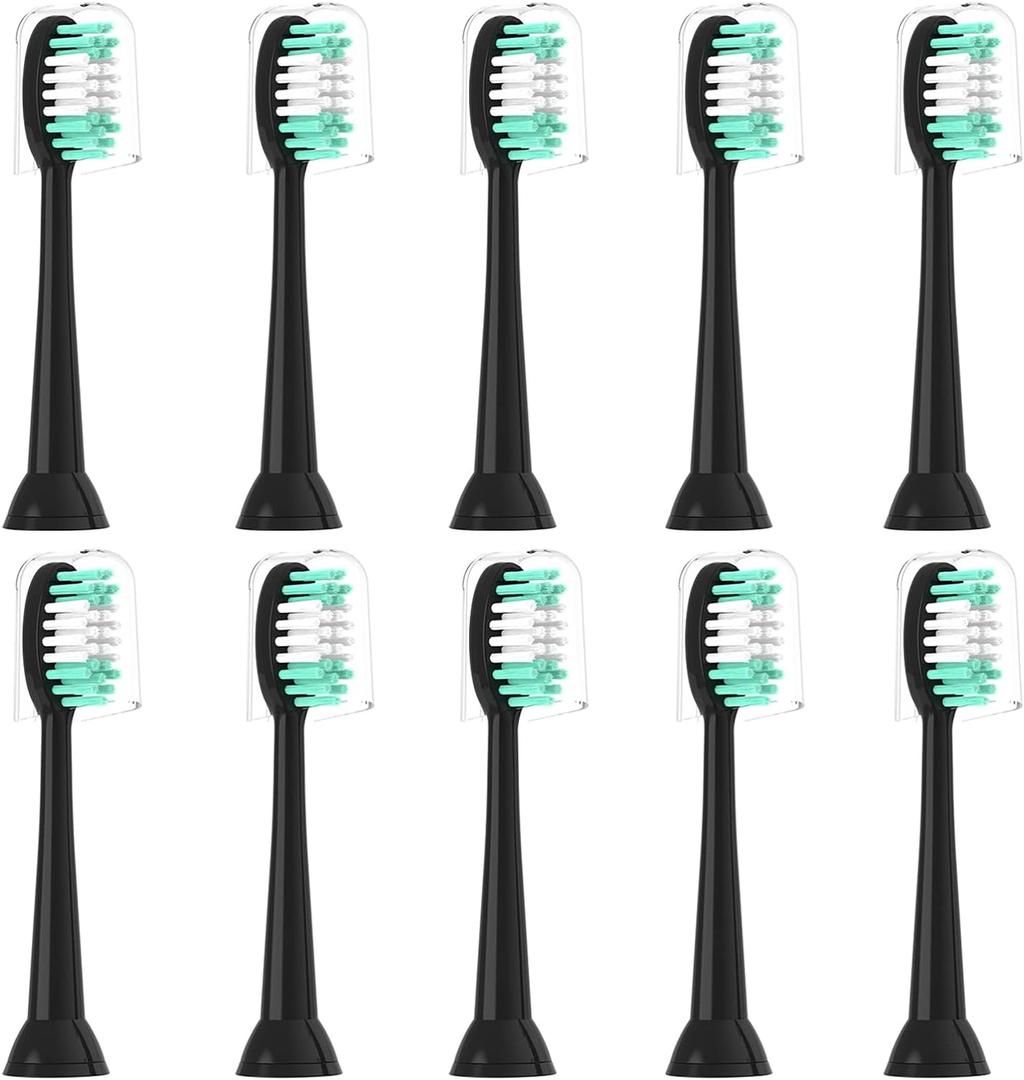 Replacement Toothbrush Heads 10 Pack for AquaSonic Black Series for Vibe Series Black Series pro, and for Duo Series pro Electric Toothbrush, Balck