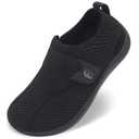 JOINFREE Diabetic Wide Walking Shoes for Women & Men with Adjustable Upper, Zero Drop Non Slip Casual Sneakers Comfortable for Swollen Feet, Edema, Arthritis & Elderly Black Size Women 8/Men 6