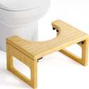 AmazerBath 8.5 Inches Bamboo Toilet Stool Squat for Adults, Collapsible Poop Stool for Bathroom, 0.79" Thickness Squatting Potty with Non-Slip Strip, Space-Saving, Natural Color