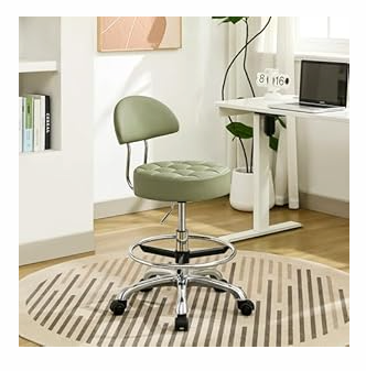 FIRAVOE Rolling Stool Adjustable Height 20"-27" Lash Chairs for Eyelash Tech, Hair Cutting Chair for Stylist (Green)