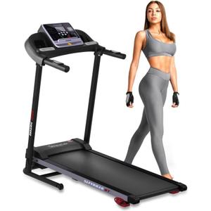 SereneLife Treadmill with Incline & Handle Bars | Compact Portable Walking Pad & Treadmill for Home/Apartment | Wide Running Belt 40" x 16" | Includes Workout Trainer Program with Bluetooth App
