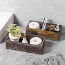 TIMRIS Farmhouse Distressed Wooden Storage Box, Rustic Bathroom Decor Box, Decorative Toilet Tank Basket Nice Butt, Solid Reclaimed Wood Organizer Box with Handles (Random)