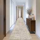 Runner Rug 2'6" x 14' Washable Non-Slip Runner Rugs for Kitchen Bathroom Laundry Room Vintage Ultra Thin Runners for Hallway Entryway Brown