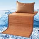 Summer Bamboo Sleeping Mat, Cool Sleeping Mattress, Double Cooling Bamboo Sleeping Mat, Summer Gift for Improved Sleep Comfort, Smooth Breathable Pad, for School Dormitory 70" x58"