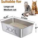 Stainless Steel Cat Litter Box XXL 2pcs，Metal Litter Box for Big Cats