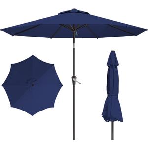 10FT Patio Umbrella, Outdoor Umbrella with Push Button Tilt and Crank, 8 Sturdy Ribs, UV Protection & Waterproof Market Umbrella for Pool, Backyard, Beach,Deck(Navy)