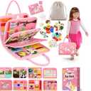 Toddler Sensory Busy Board: Travel Toy Activity Book for Girls Boys, Motor Skill Development Gift for Baby Aged 3-4 Years, Fine Educational Preschool Montessori Learning Toy for Car Airplane Unicorn