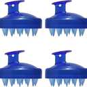 Magik 2-4 Pcs Silicone Scalp Massager Shampoo Brush Head Comb Bristle Hair Scrubber (4 Pack, #1 Dark Blue&Blue)