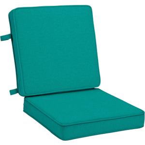 Arden Foam Outdoor Double Welted Dining Chair Cushion, 20 x 20, Made with ProFoam, Rain-Proof, Fade Resistant, Heathered Teal Woven Solid