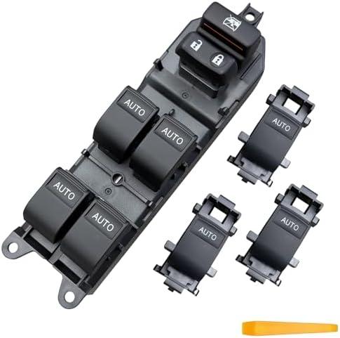 BELGEMAY Window Switch Assembly with 3 Single Switches & LED Backlight, Compatible with Toyota Tundra/Sequoia 2007-2021 Models (Driver Side + Passenger/Rear Doors) (Four-door one-button swifch, White)