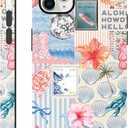 Summer Phone Case for iPhone 11 Pro Max, Cute Aesthetic Coastal Beach Ocean Collage Case, Coquette Hibiscus Flower Seashell Design, Slim Shockproof Protective Preppy Cover for Women Girl