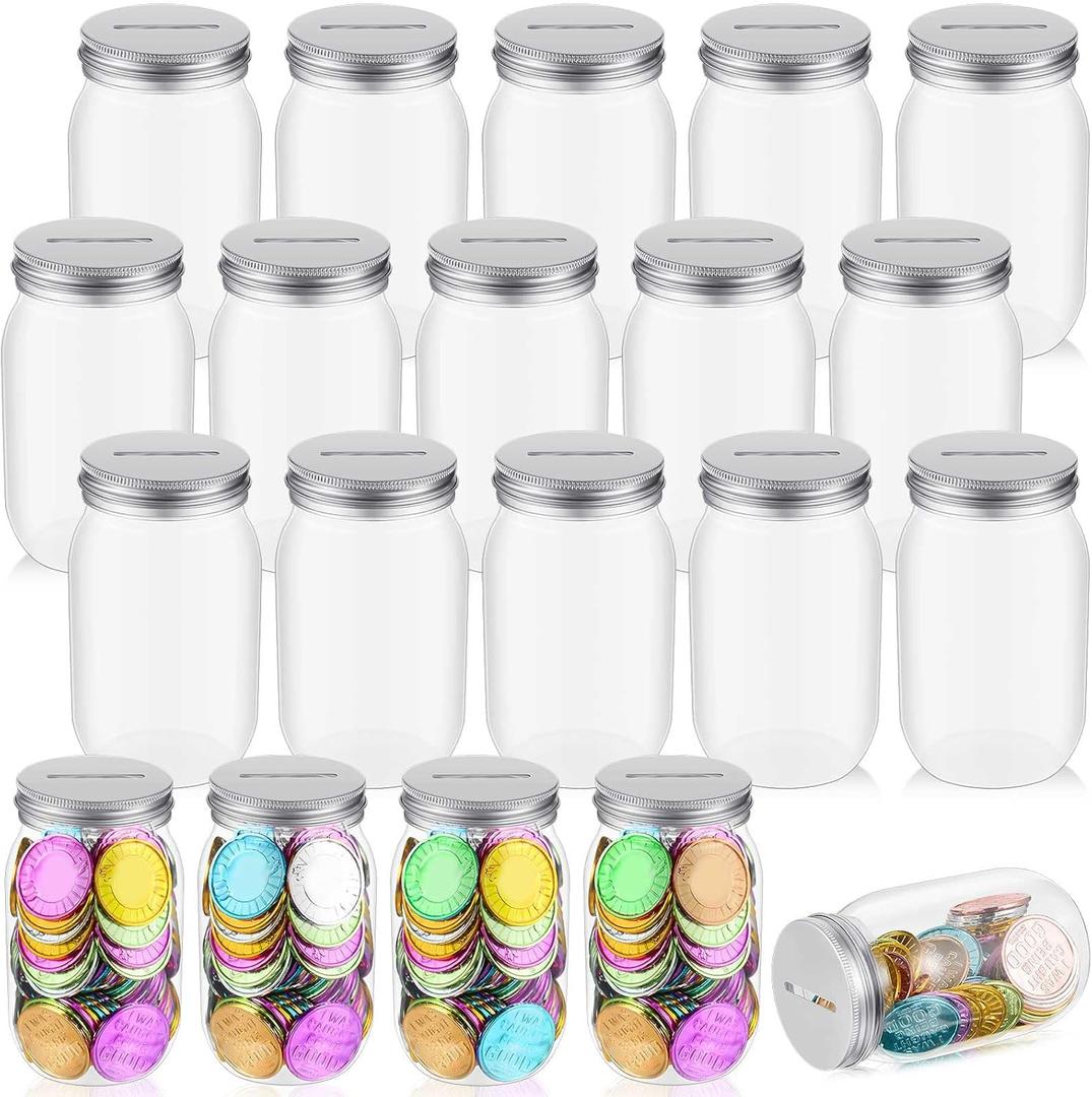 Roowest 48 Pcs Coin Jars for Behavior Tokens Bulk Plastic Reward Jars for Kids Token Classroom Behavior Management Back to School Supplies Teacher Tools, 12.6"W x 12.2"H
