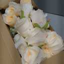 Hotop 40 Pcs Rose Artificial Flowers Bulk with Long Stem,Realistic Silk Fake Roses Bouquet for Home Wedding Centerpieces Party Table Decoration Valentines Gifts(Cream)