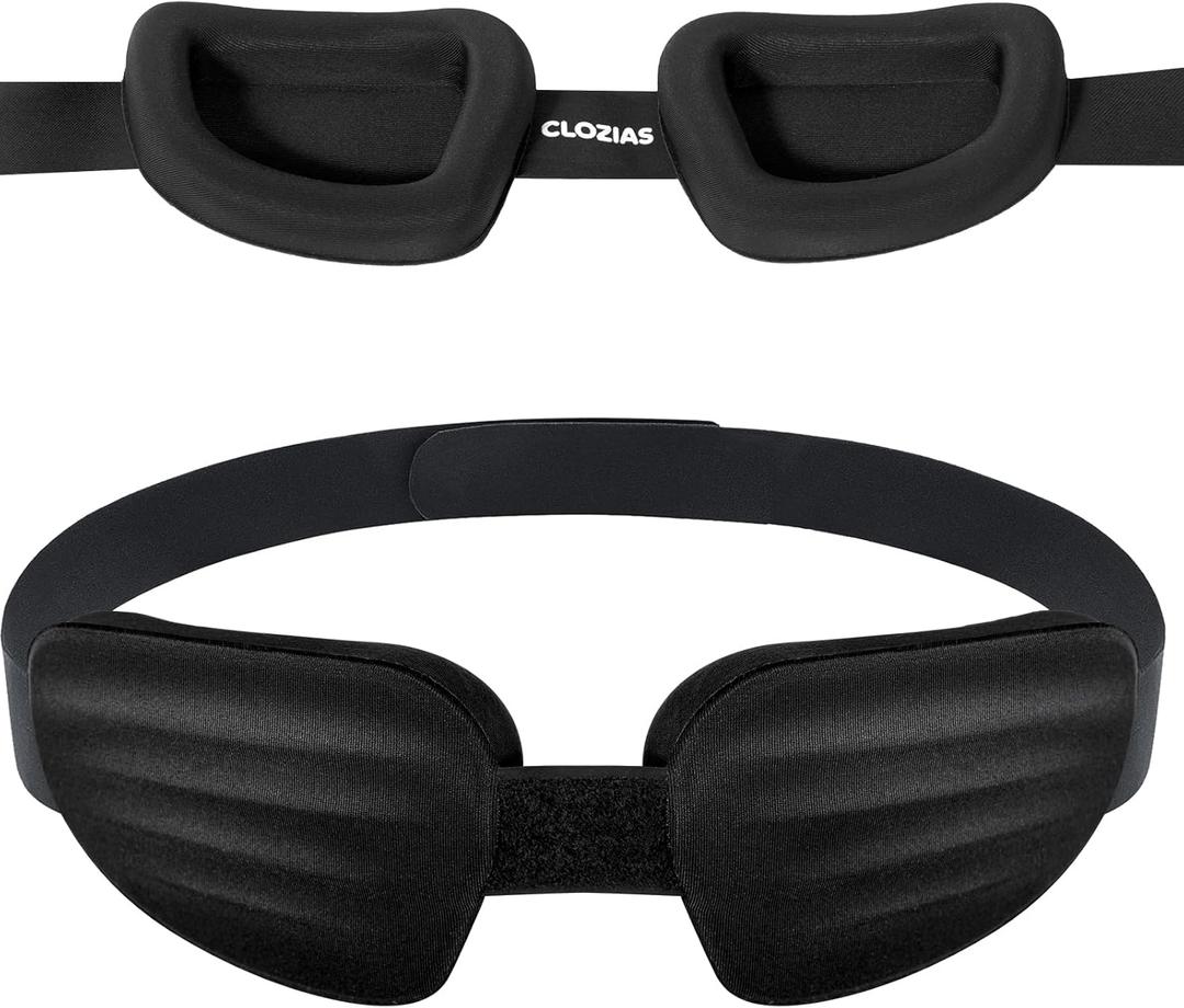 CLOZIA Sleep Mask for Men Women, Adjustable Sleeping Eye Mask, 100% Blocking Eye Masks for Sleep, Soft Comfortable for Travel & Shift Work, Black