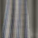 HALL & PERRY Modern Transitional Chambray Blue Striped Shower Curtain with Tassels - Vertical White and Chambray Blue Striped 100% Cotton, 72" x 72"