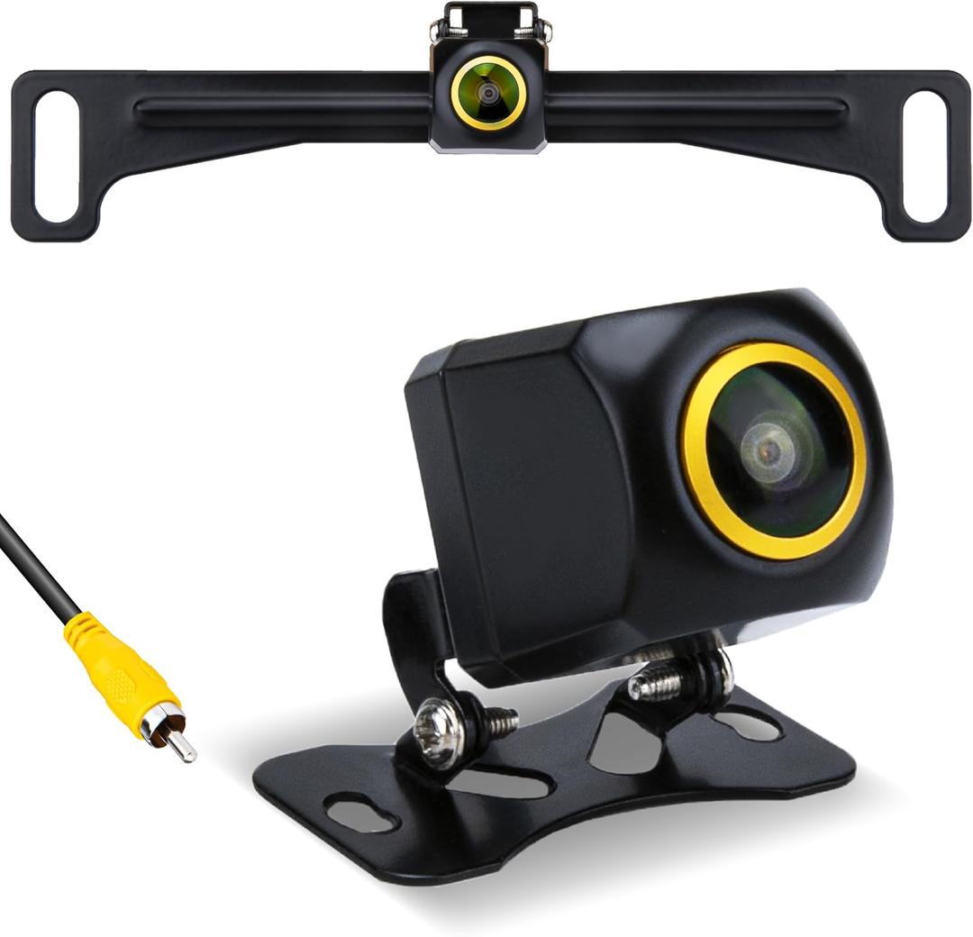 ecocstm Backup Camera, Reverse Camera for Car, AHD 1080P Back Up Cameras, Metal Housing 170 Degree Wide View Angle License Plate Backup Camera, IP68 Waterproof Rear Camera for Truck SUV RV