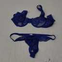 Lilosy Sexy Floral Lace Scallop Underwire Push Up Sheer Lingerie Set Outfits (X-Small, Royal Blue)