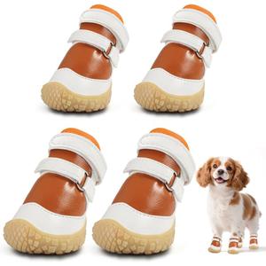 Dog Shoes for Small Dogs, Breathable Dog Boots Paw Protector for Hot Pavement Winter Snow, Dog Booties with Rugged Anti-Slip Sole for Hardwood Floors Outdoor Walking Brown - White Size 3 (#3 (Width 1.49 inch) for 11.0-16.5 lbs)