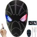Halloween Hero Mask with Moving Eyes, Realistic Role Play Mask Costume for Cosplay, Birthday Gift for Big Kids/Adults (Black Red)
