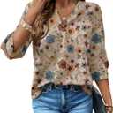 SHENHE Women's Dressy Casual 3/4 Sleeve Tunic Top Boho Floral Business Work Blouse Shirt (XL)