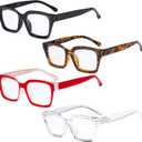 Eyekepper 4 Pack Ladies Reading Glasses - Oversized Square Design Readers for Women (4 Pairs Mix)