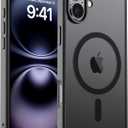 SUPFINE Magnetic for iPhone 16 Plus Case (Compatible with MagSafe) (Military Grade Drop Protection) Translucent Matte Shockproof with Anti-Fingerprint Phone Cover,Black